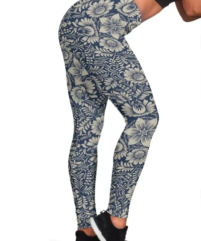 Elegant Floral Print Pattern Women's Leggings
