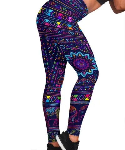 Elephant Colorful Indian Print Women's Leggings