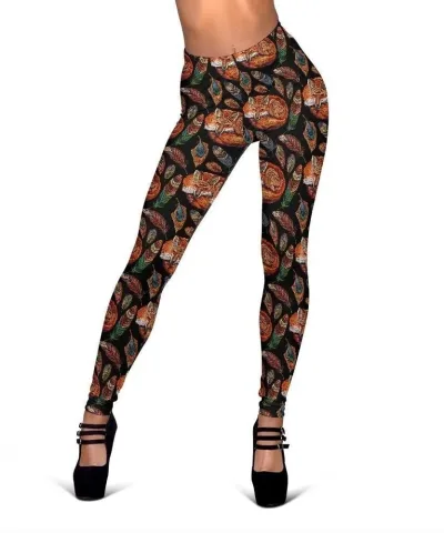 Fox Feather Pattern Print Women's Leggings