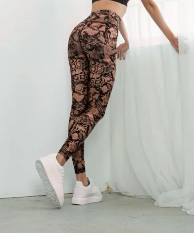 Brown Snake Pattern Leggings