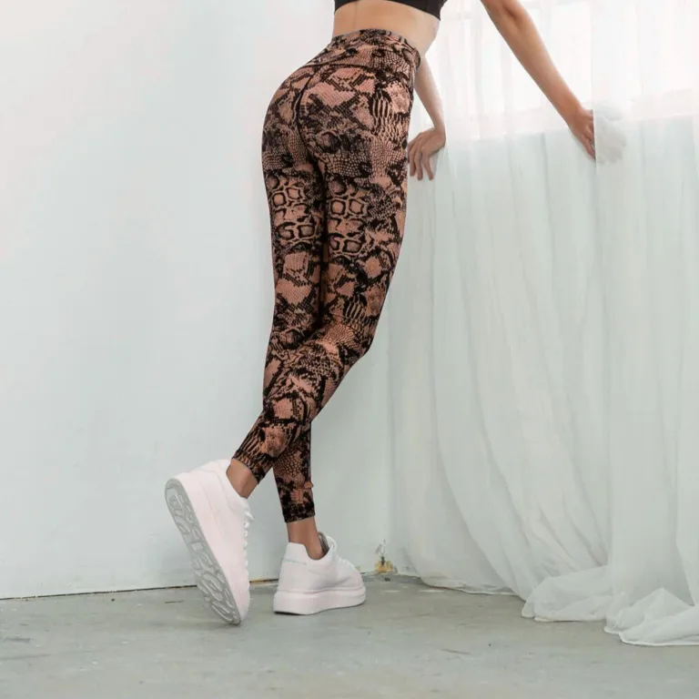 Brown Snake Pattern Leggings