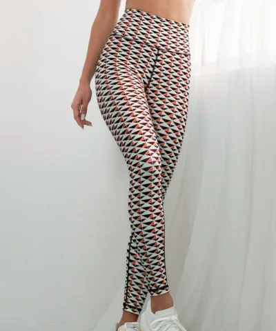 Red Geometric Triangle Pattern Leggings
