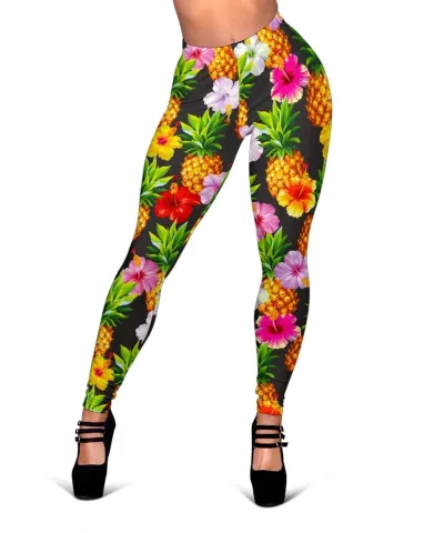 Aloha Hibiscus Pineapple Pattern Print Women's Leggings
