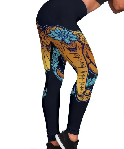 Gold Elephant Lotus Women's Leggings